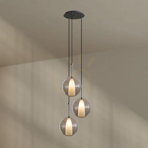 Verifica Lustră s.luce Belluna transparentă 3xE27 sticlă metal Ø40 cm