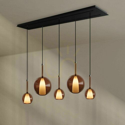 Verifica Lustră s.luce Belluna fumurie sticlă metal 5 brațe dimabilă 160 cm