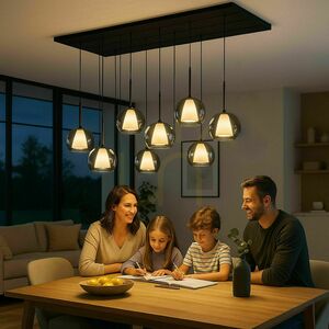 Lustră s.luce Belluna 8 becuri sticlă transparentă modernă pentru sufragerie small 2
