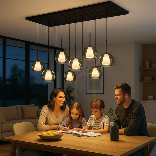 Verifica Lustră suspendată s.luce Belluna fumurie, 8 becuri E27, Ø24 cm