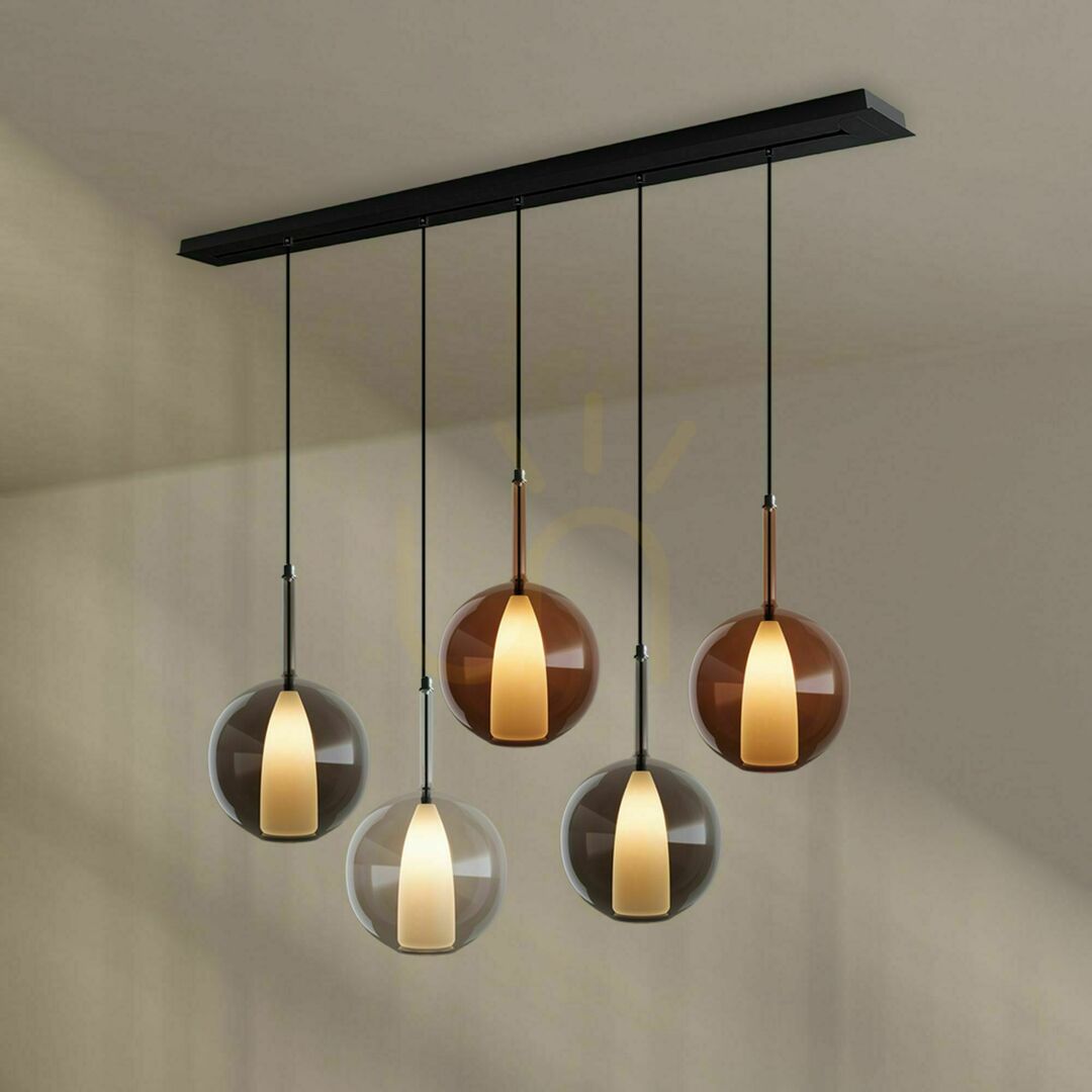 Afişa Lustă s.luce Belluna multicolor sticlă metal 5 becuri E14 14 cm modernă Lustă s.luce Belluna multicolor sticlă metal 5 becuri E14 14 cm modernă