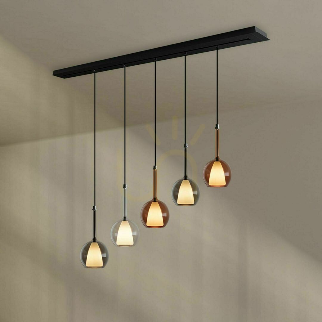 Afişa Lustră s.luce Belluna maro 5 becuri E27 sticlă metal 24 cm luminiție modernă Lustră s.luce Belluna maro 5 becuri E27 sticlă metal 24 cm luminiție modernă