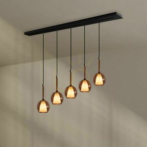 Lustră s.luce Belluna maro 5 becuri E27 sticlă metal 24 cm luminiție modernă 0 Lustră s.luce Belluna maro 5 becuri E27 sticlă metal 24 cm luminiție modernă small 0