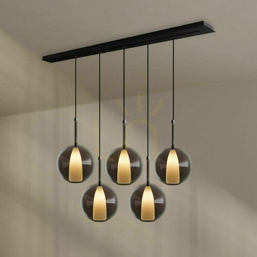 Verifica Lustră suspendată s.luce Belluna fumurie 5 becuri sticlă, metal, 24 cm