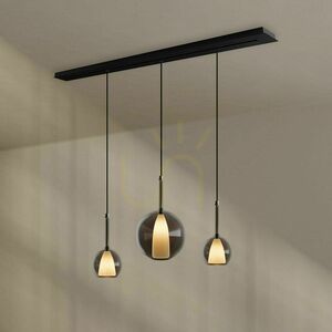 Lustră s.luce Belluna maro 3 becuri sticlă-metal, dimabilă, 160 cm small 2