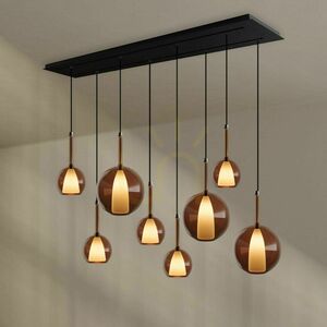 Lustră s.luce Belluna 8 becuri multicolor sticlă metal, dimabilă, 160 cm small 1