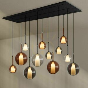 Lustră suspendată s.luce Belluna cu 12 lumini, sticlă fumurie Ø14 cm, rozetă 200 cm, E14 small 3