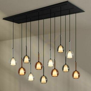 Lustră suspendată s.luce Belluna cu 12 lumini, sticlă fumurie Ø14 cm, rozetă 200 cm, E14 small 9