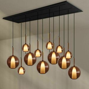 Lustră suspendată s.luce Belluna cu 12 lumini, sticlă fumurie Ø14 cm, rozetă 200 cm, E14 small 0