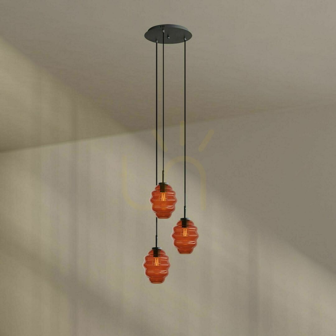 Vedere Lustră s.luce Echos maro sticlă metal, 3 becuri, E27, Ø40 cm Lustră s.luce Echos maro sticlă metal, 3 becuri, E27, Ø40 cm