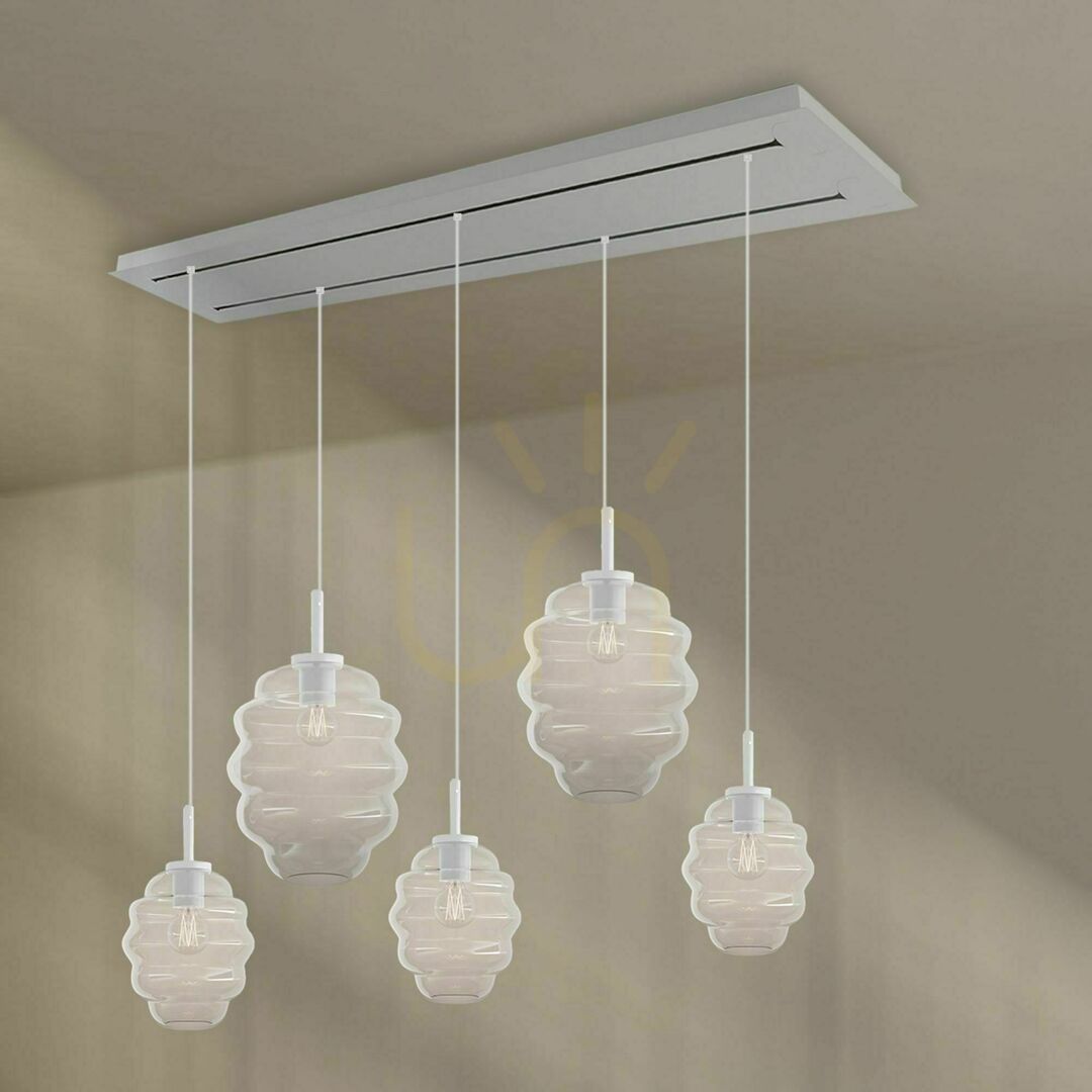 Verifica Lustră s.luce Echos 5xE27, sticlă transparentă, ovală, modernă, 160 cm Lustră s.luce Echos 5xE27, sticlă transparentă, ovală, modernă, 160 cm