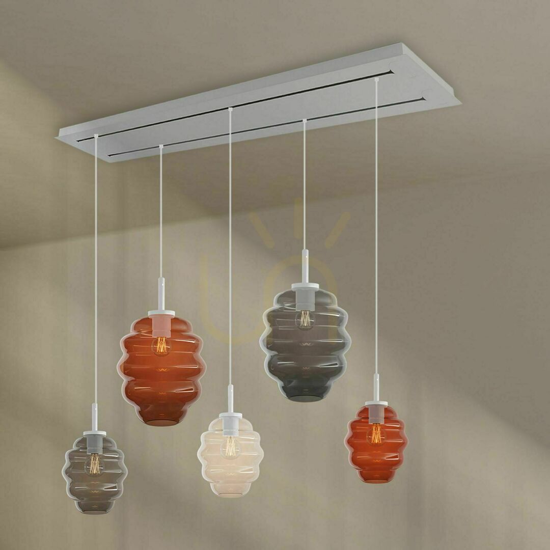 Vedere Lustră s.luce Echos 5xE27, sticlă transparentă, ovală, modernă, 160 cm Lustră s.luce Echos 5xE27, sticlă transparentă, ovală, modernă, 160 cm