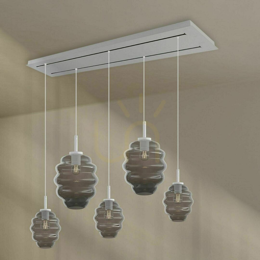 Spectacol Lustră s.luce Echos 5xE27, sticlă transparentă, ovală, modernă, 160 cm Lustră s.luce Echos 5xE27, sticlă transparentă, ovală, modernă, 160 cm
