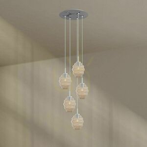 Lustră s.luce Echos albă 5 brațe Ø60 cm sticlă metal modernă small 8