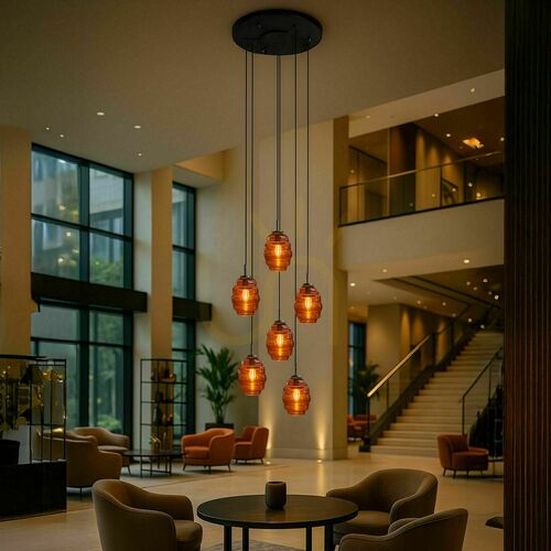 Verifica Lustră s.luce Echos albă 5 brațe Ø60 cm sticlă metal modernă