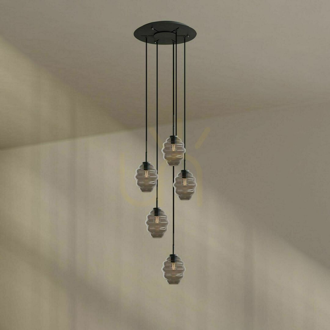 previzualizare Lustră s.luce Echos cu 5 brațe, sticlă transparentă, Ø 60 cm Lustră s.luce Echos cu 5 brațe, sticlă transparentă, Ø 60 cm