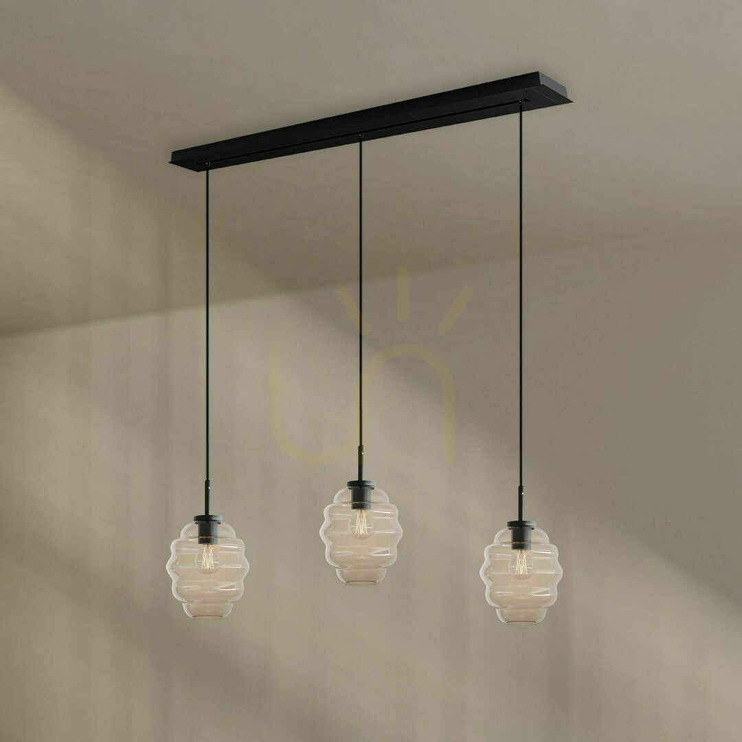Afişa Lustru suspendat s.luce Echos maro sticlă metal 3xE27 Ø18 cm Lustru suspendat s.luce Echos maro sticlă metal 3xE27 Ø18 cm