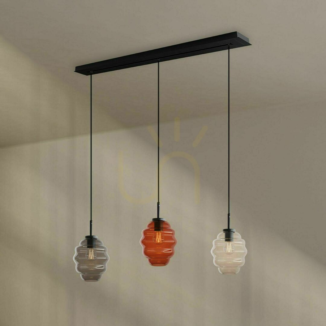 Spectacol Lustru suspendat s.luce Echos maro sticlă metal 3xE27 Ø18 cm Lustru suspendat s.luce Echos maro sticlă metal 3xE27 Ø18 cm