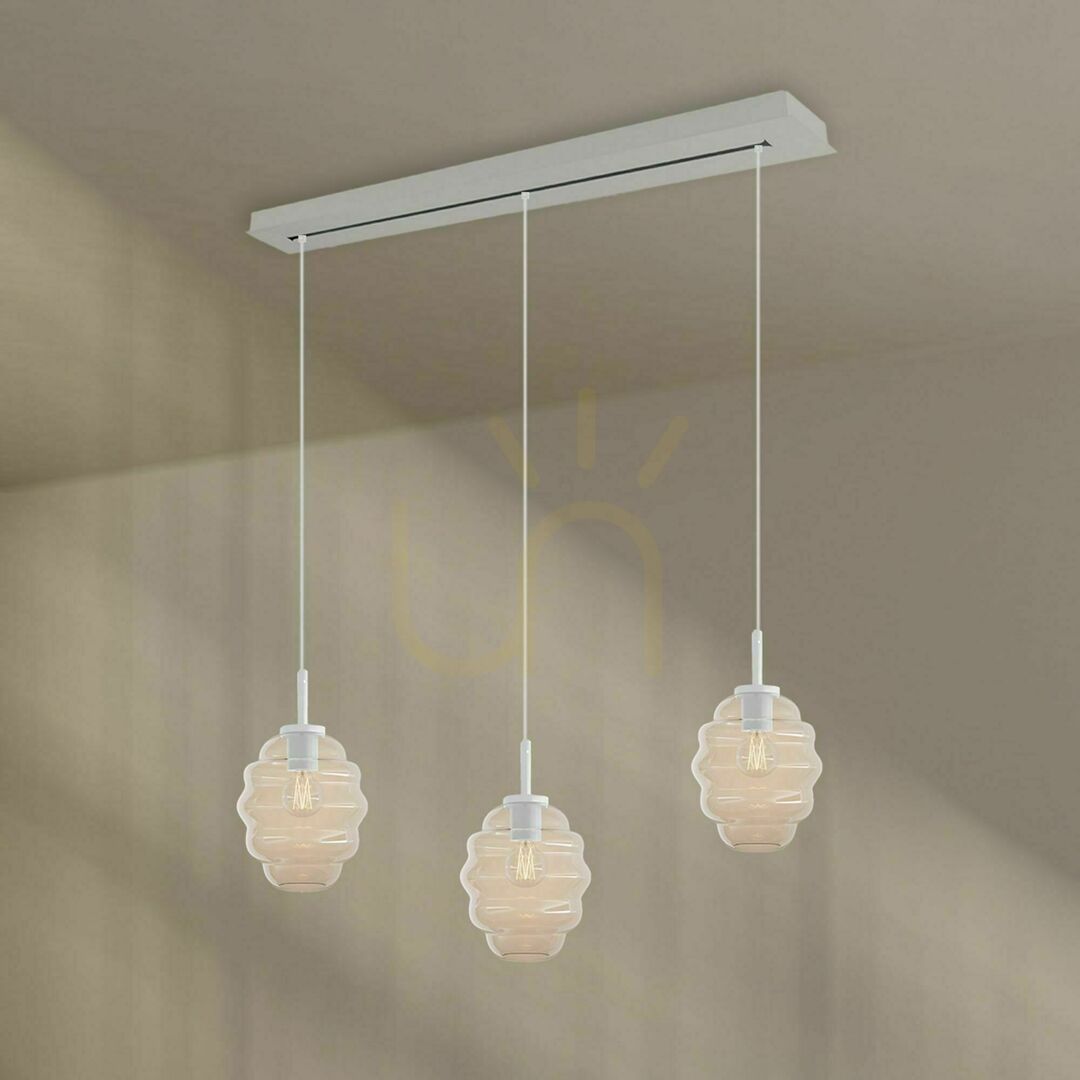Afişa Lustru suspendat s.luce Echos maro sticlă metal 3xE27 Ø18 cm Lustru suspendat s.luce Echos maro sticlă metal 3xE27 Ø18 cm