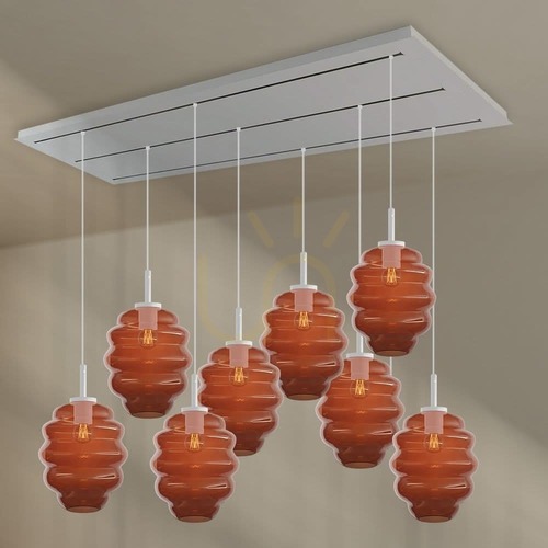 Verifica Lustră s.luce Echos maro sticlă-metal 8 becuri E27 Ø25 cm maximal 150 cm