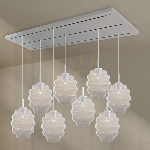 Verifica Lustră s.luce Echos transparentă, sticlă, 8 becuri, E27, Ø 25 cm