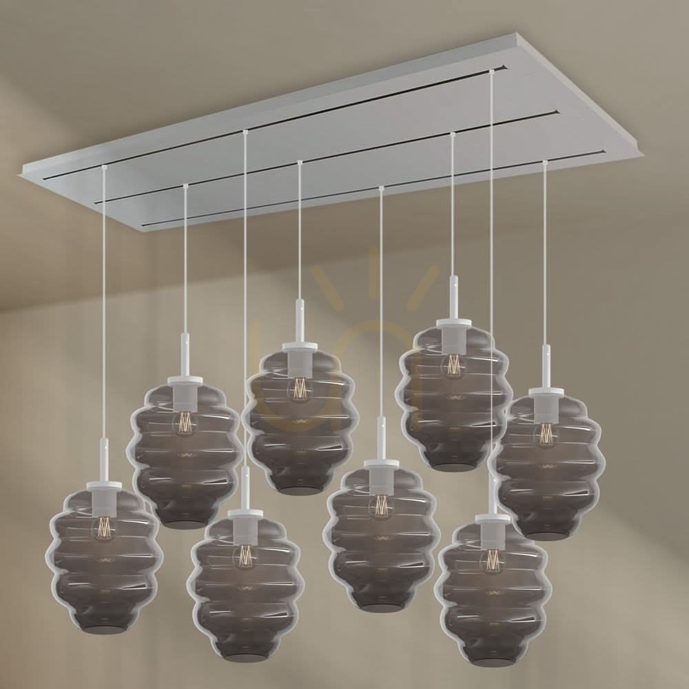 Vedere Lustă s.luce Echos albă din sticlă și metal, 8 becuri E27, Ø25 cm Lustă s.luce Echos albă din sticlă și metal, 8 becuri E27, Ø25 cm