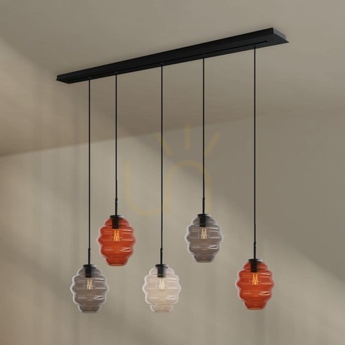 Verifica Lustră s.luce Echos cu 5 brațe, multicolor, E27, Ø 18 cm