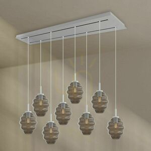 Lampă suspendată s.luce Echos pentru masă, 8 abajururi din sticlă fumurie Ø 18 cm, rozetă neagră 160 cm small 11