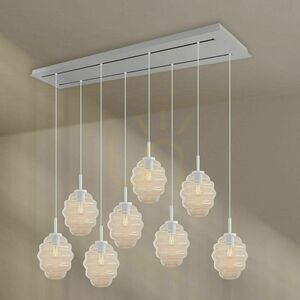 Lampă suspendată s.luce Echos pentru masă, 8 abajururi din sticlă fumurie Ø 18 cm, rozetă neagră 160 cm small 12