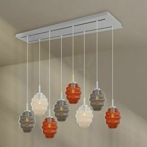 Lampă suspendată s.luce Echos pentru masă, 8 abajururi din sticlă fumurie Ø 18 cm, rozetă neagră 160 cm small 13