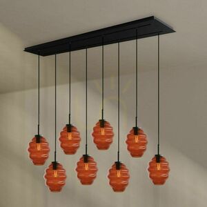 Lampă suspendată s.luce Echos pentru masă, 8 abajururi din sticlă fumurie Ø 18 cm, rozetă neagră 160 cm small 5