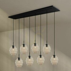 Lampă suspendată s.luce Echos pentru masă, 8 abajururi din sticlă fumurie Ø 18 cm, rozetă neagră 160 cm small 7