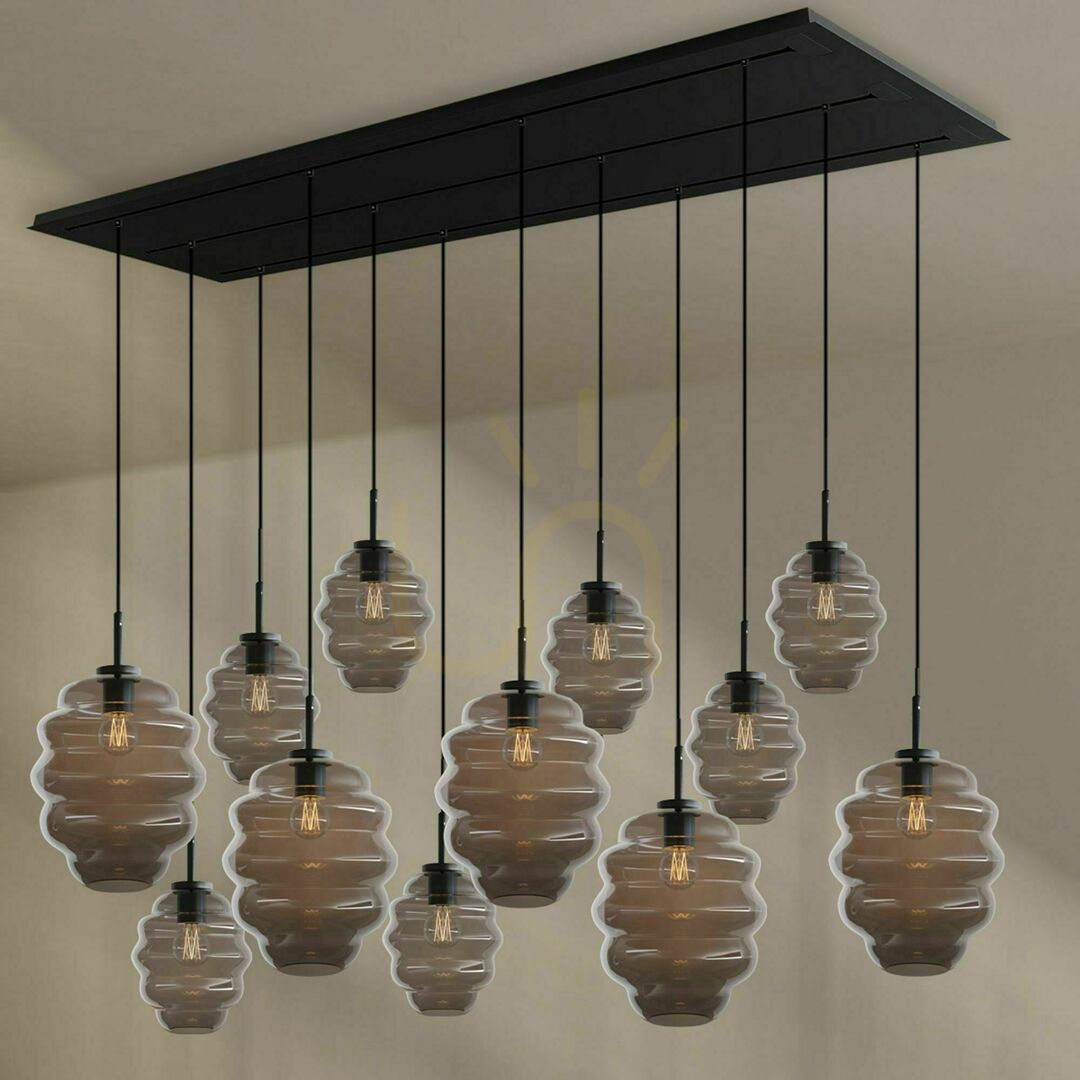 Spectacol Lustră s.luce Echos maro, sticlă și metal, 12 becuri, E27, dimabilă, Ø18/25 cm Lustră s.luce Echos maro, sticlă și metal, 12 becuri, E27, dimabilă, Ø18/25 cm