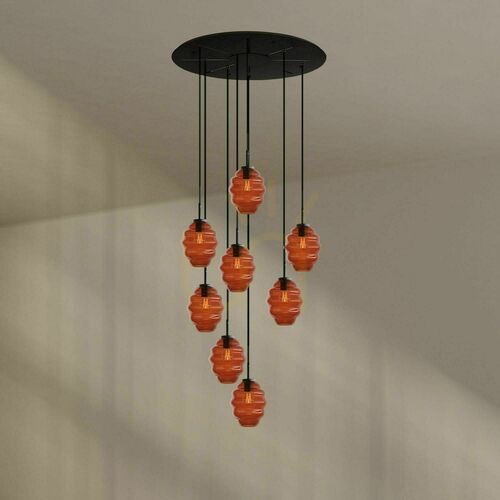 Verifica Lustră s.luce Echos maro 8 brațe Ø80 cm sticlă metal stil modern minimalist