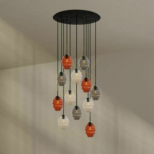 Verifica Pendul s.luce Echos cu 12 surse de lumină, multicolor, cabluri negre, Ø 80 cm