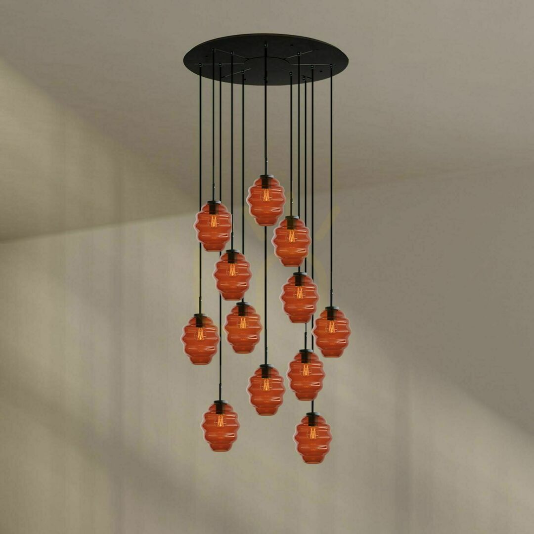 Vedere Lustră s.luce Echos maro, 12 brațe, Ø 80 cm, sticlă, metal Lustră s.luce Echos maro, 12 brațe, Ø 80 cm, sticlă, metal