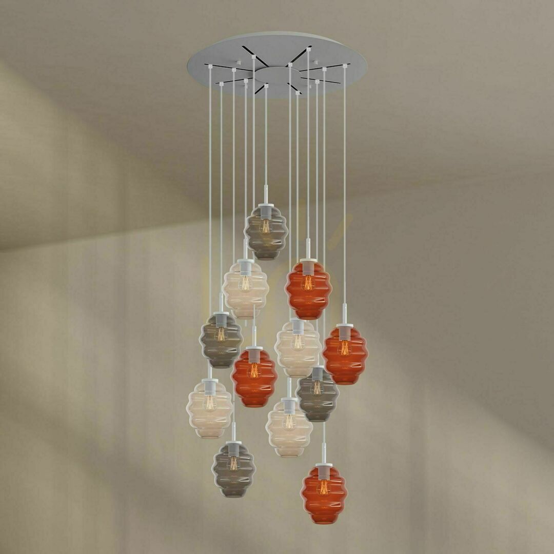 Spectacol Lustră s.luce Echos maro, 12 brațe, Ø 80 cm, sticlă, metal Lustră s.luce Echos maro, 12 brațe, Ø 80 cm, sticlă, metal