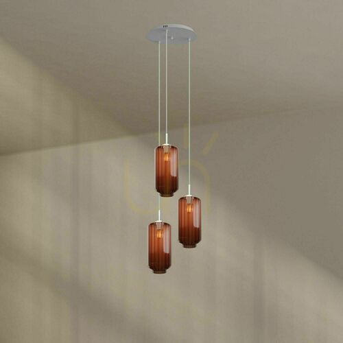 Verifica Lustră s.luce Velo maro, sticlă/metal, 3 becuri E27, Ø 40 cm, modernă