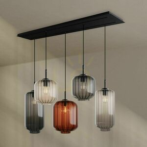 Pendul s.luce Velo cu 5 surse, multicolor/negru, E27, 160 cm small 6