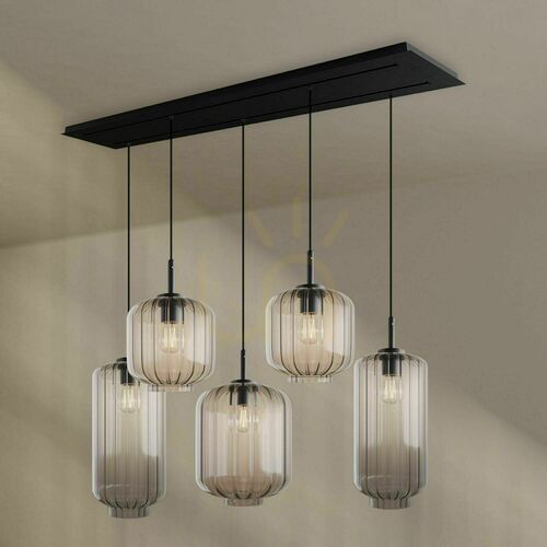 Verifica Lampă suspendată s.luce Velo 191021, 5 × E27, sticlă transparentă, neagră, 160 cm