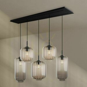 Lampă suspendată s.luce Velo 191021, 5 × E27, sticlă transparentă, neagră, 160 cm small 5