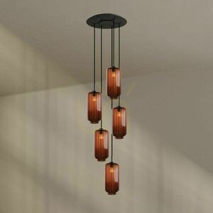 Lustră s.luce Velo maro, 5 brațe, sticlă și metal, Ø60 cm, E27, dimmabilă small 1