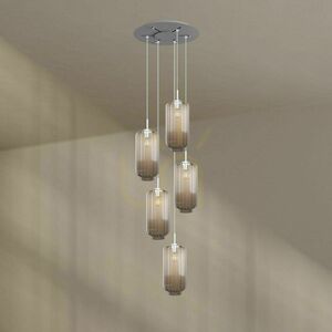 Lustră s.luce Velo maro, 5 brațe, sticlă și metal, Ø60 cm, E27, dimmabilă small 9