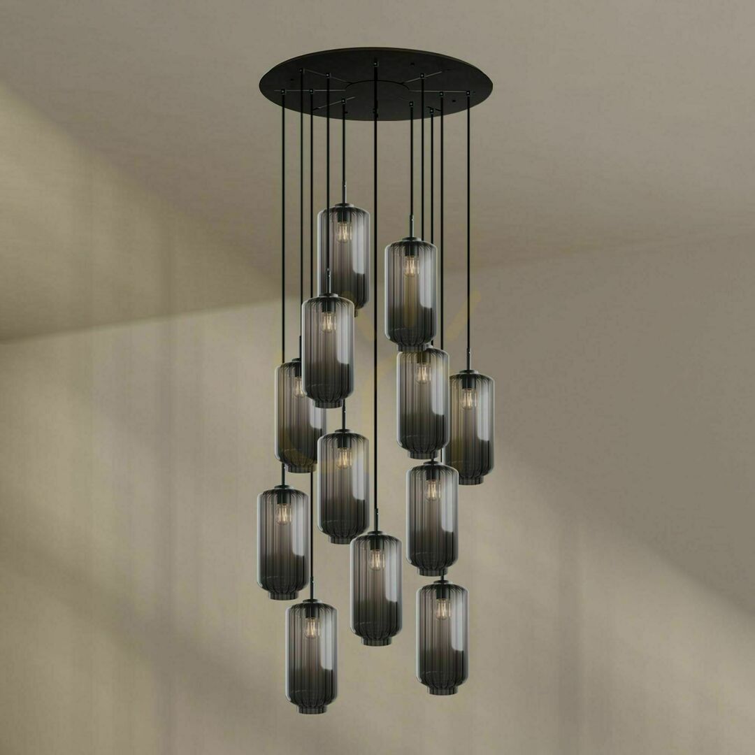 Afişa Lustră s.luce Velo maro, 12 becuri, Ø 80 cm, sticlă și metal, modernă Lustră s.luce Velo maro, 12 becuri, Ø 80 cm, sticlă și metal, modernă