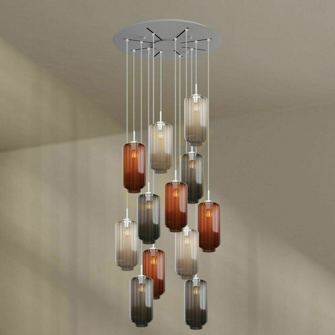 Verifica Lustră s.luce Velo maro, 12 becuri, Ø80 cm, sticlă și metal, stil modern Lustră s.luce Velo maro, 12 becuri, Ø80 cm, sticlă și metal, stil modern