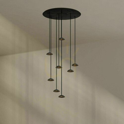 Verifica Lustră suspendată s.luce Santa Air LED neagră 8 becuri Ø 80 cm