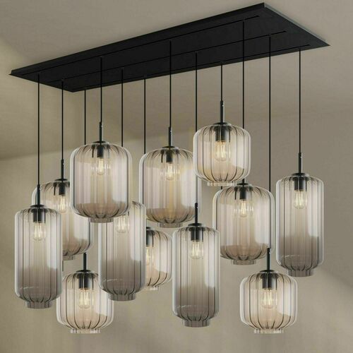 Verifica Pendul s.luce Velo, 12 surse, transparent/negru, E27, 200 cm