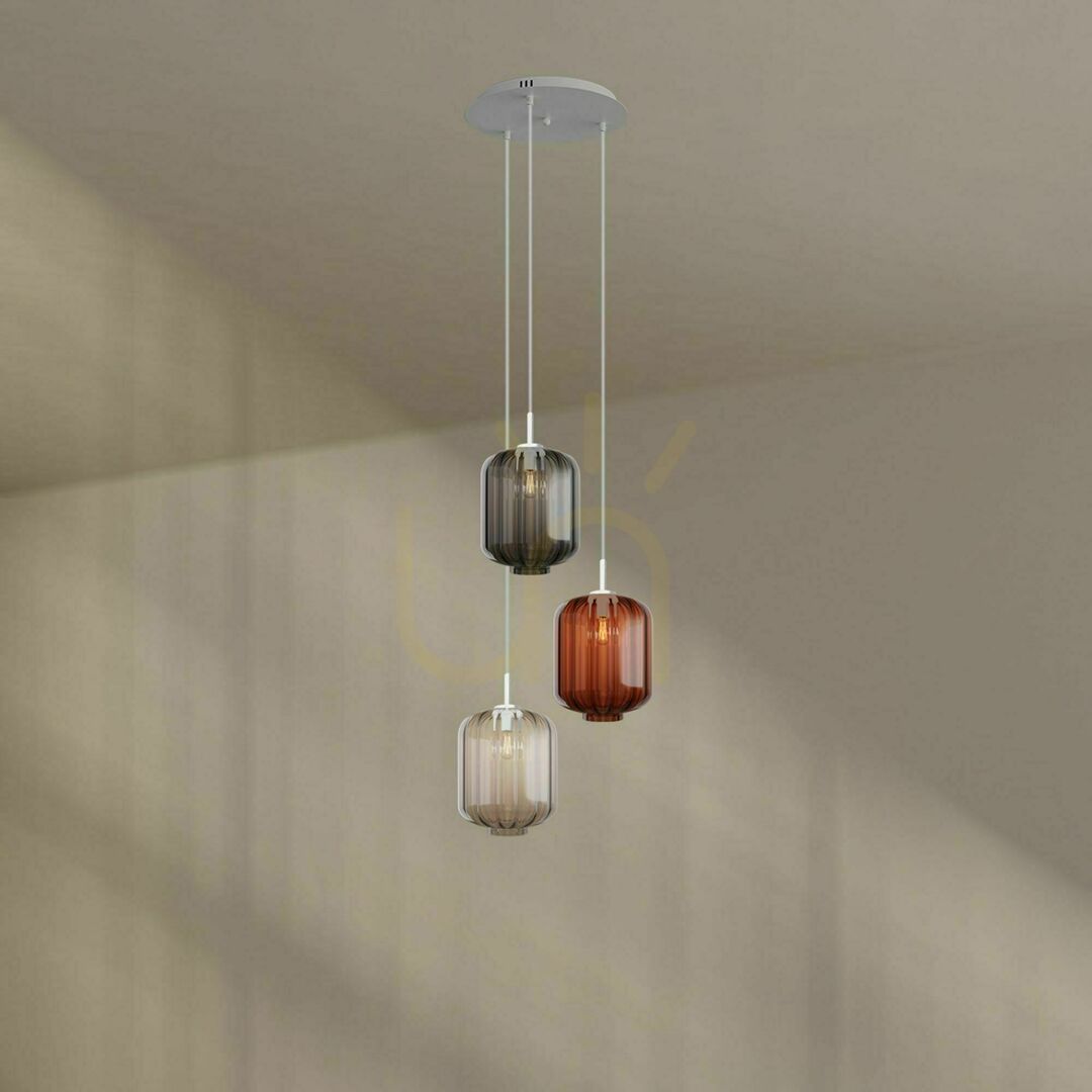 Spectacol Lustră s.luce Velo albă 3 becuri E27 sticlă metal, 25 cm, modernă Lustră s.luce Velo albă 3 becuri E27 sticlă metal, 25 cm, modernă