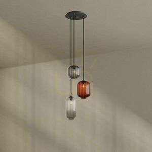 Lustră s.luce Velo maro sticlă metal, 3 becuri E27, Ø 40 cm, modernă small 5