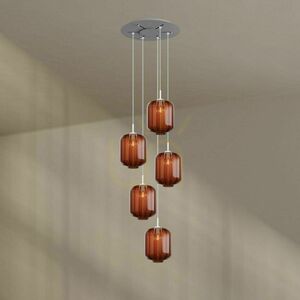 Lustră suspendată s.luce Velo maro, 5 becuri, sticlă, E27, Ø 60 cm 12 Lustră suspendată s.luce Velo maro, 5 becuri, sticlă, E27, Ø 60 cm small 12